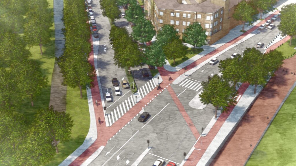 artist impression van de verbeteringen bij kruispunt Soestdijksekade